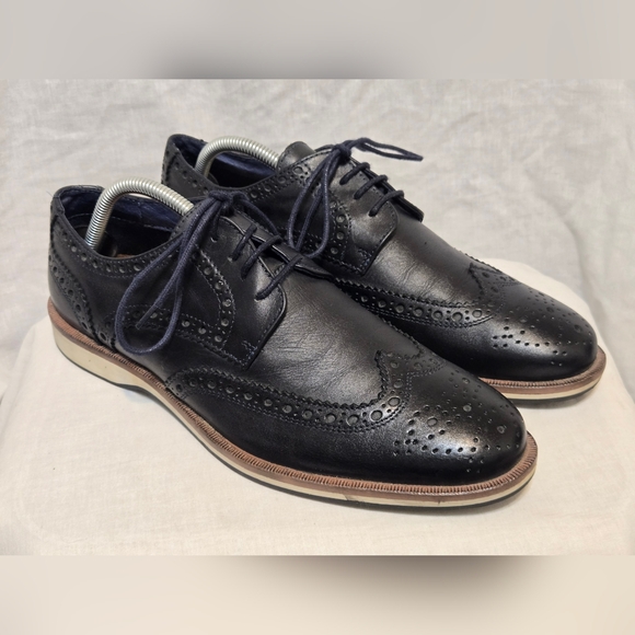 DEVRED 1902 Mens Black Designer Leather Wingtip Oxfords Shoes EUR 42 UK 8 US 9 main image 5